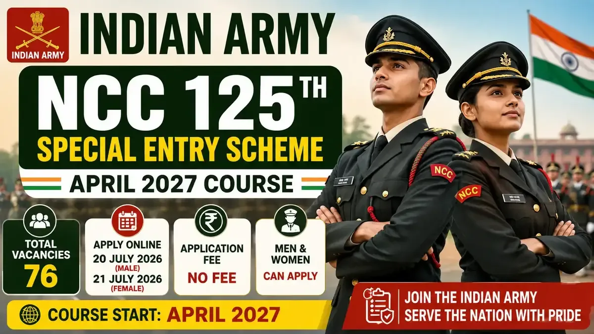 Indian Army NCC 125th Special Entry Course April 2027 recruitment