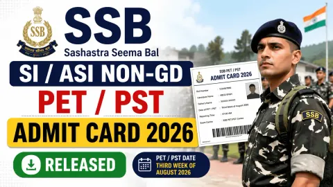 SSB SI ASI Non-GD PET PST Admit Card 2026 released