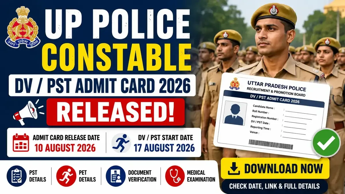 UP Police Constable DV PST Admit Card 2026 released with download link and DV PST date